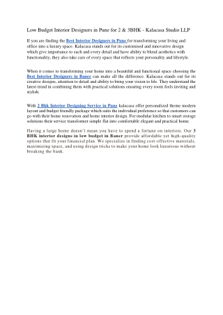 Best Interior Designers in Baner - Kalacasa