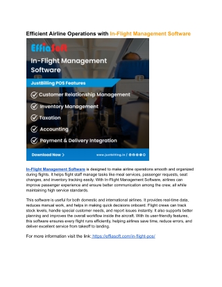 Efficient Airline Operations with In-Flight Management Software