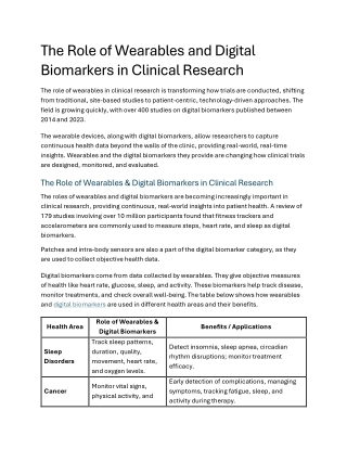The Role of Wearables and Digital Biomarkers in Modern Clinical Research