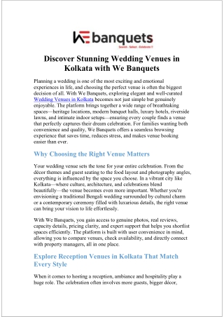 Premium Banquets Hall in Kolkata for Weddings & Events