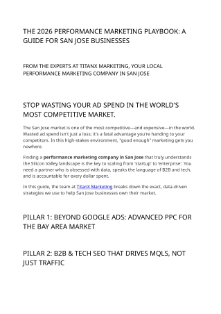 Performance Marketing Playbook for San Jose
