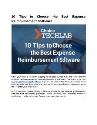 10 Tips to Choose the Best Expense Reimbursement Software