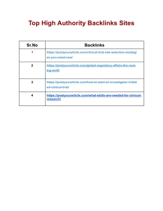 Top High Authority Backlinks Sites