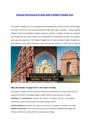 Discover the Essence of India with a Golden Triangle Tour