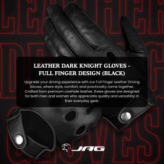 Leather Dark Knight Gloves - Full Finger Design Black