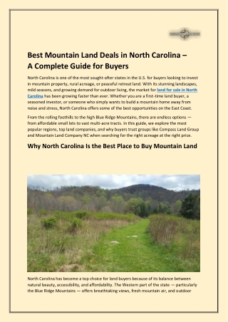 Best Mountain Land Deals in North Carolina