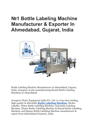 №1 Bottle Labeling Machine Manufacturer & Exporter In Ahmedabad, Gujarat, India