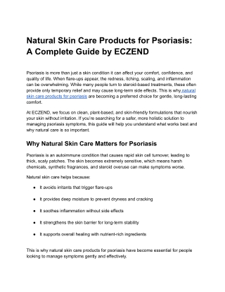 Natural Skin Care Products for Psoriasis: A Complete Guide by ECZEND
