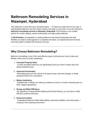 Bathroom Remodeling Services in Nizampet, Hyderabad