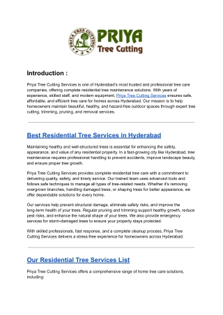 Top Residential Tree Services in Hyderabad for Safe and Professional Tree Care