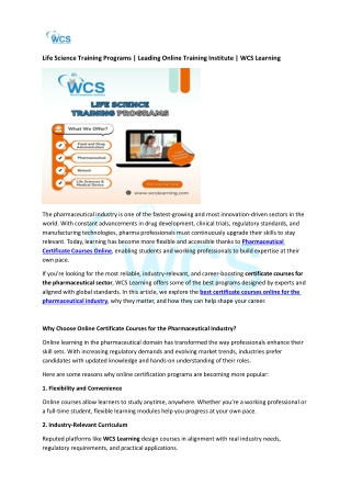 Best Certificate Courses Online for Pharmaceutical Industry