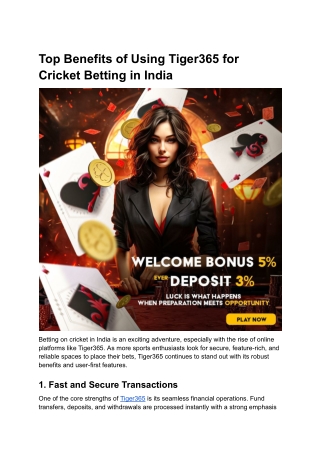 Top Benefits of Using Tiger365 for Cricket Betting in India