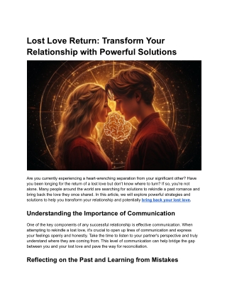 Lost Love Return_ Transform Your Relationship with Powerful Solutions
