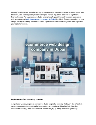 How a Top Web Development Company in Dubai Improves Website Security