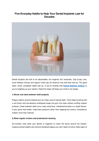 Five Everyday Habits to Help Your Dental Implants Last for Decades