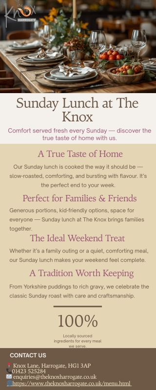 Sunday Lunch Harrogate  Our Menus  The Knox Harrogate