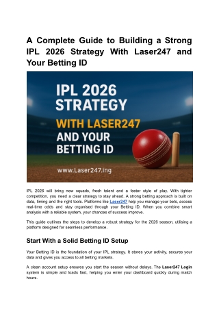 A Complete Guide to Building a Strong IPL 2026 Strategy With Laser247 and Your Betting ID (2)