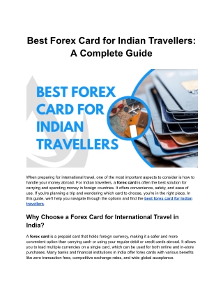 Best Forex Card for Indian Travellers_ A Complete Guide