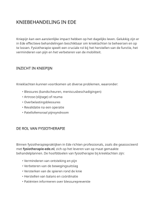 Knee Treatment Options in Ede