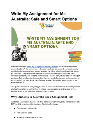 Write My Assignment for Me Australia_ Safe and Smart Options