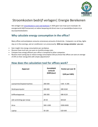 stroomkosten bedrijf verlagen| Energie Berekenen