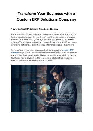 Transform Your Business with a Custom ERP Solutions Company