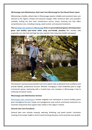 Mississauga Lawn Maintenance, Best Lawn Care Mississauga for Year-Round Green Lawns