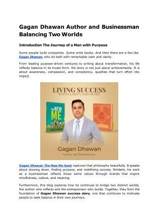 Gagan Dhawan Author and Businessman Balancing Two Worlds