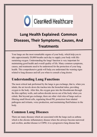 Lung Health Explained_ Common Diseases, Their Symptoms, Causes, and Treatments