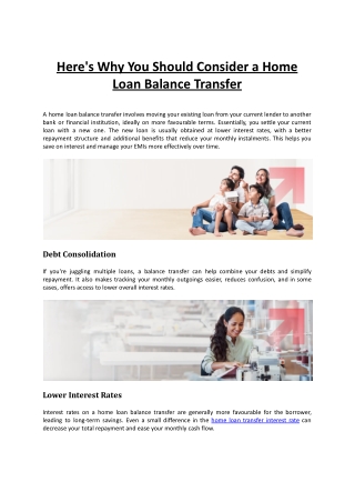 Here's Why You Should Consider a Home Loan Balance Transfer