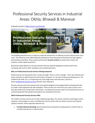 Professional Security Services in Okhla, Bhiwadi & Manesar | Industrial Security