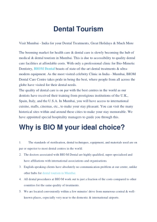 Dental Tourism