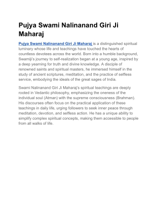 Pujya Swami Nalinanand Giri Ji Maharaj