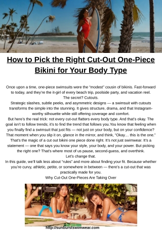 Sunburst Swimwear – Your Ultimate Guide to Choosing the Right Swimwear, Fit & Br