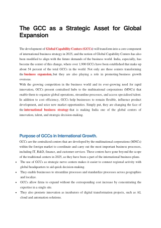 The GCC as a Strategic Asset for Global  Expansion