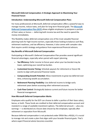 Microsoft Deferred Compensation | Avier Wealth Advisors