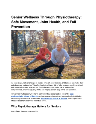 Senior Wellness Through Physiotherapy_ Safe Movement, Joint Health, and Fall Prevention