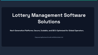 Lottery Management Software Development Company