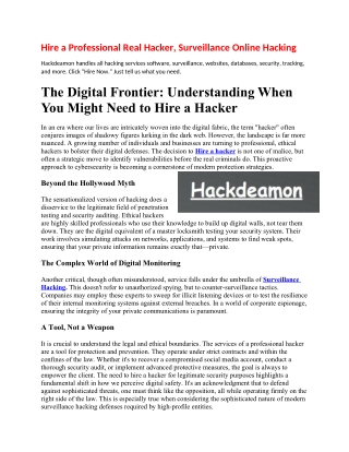 Hire a Professional Real Hacker, Surveillance Online Hacking