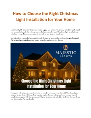 How to Choose the Right Christmas Light Installation for Your Home
