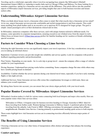 Milwaukee Airport Limousine Services: What You Need to Know