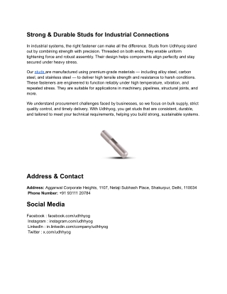 Strong & Durable Studs for Industrial Connections