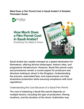 What Does a Film Permit Cost in Saudi Arabia