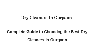 Dry Cleaners In Gurgaon for Daily & Premium Wear
