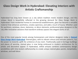 Glass Design Work in Hyderabad Elevating Interiors with Artistic Craftsmanship