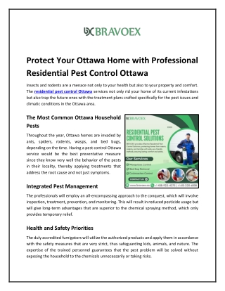 Protect Your Ottawa Home with Professional Residential Pest Control Ottawa