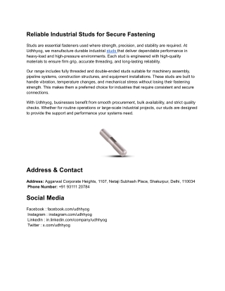 Reliable Industrial Studs for Secure Fastening