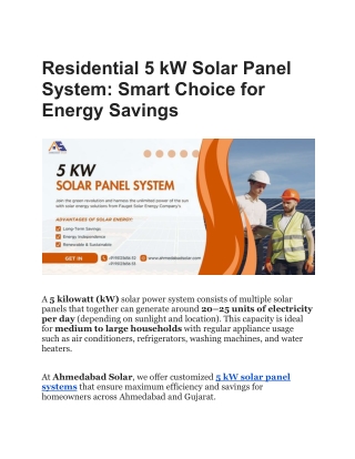 Residential 5 kW Solar Panel System_ Smart Choice for Energy Savings