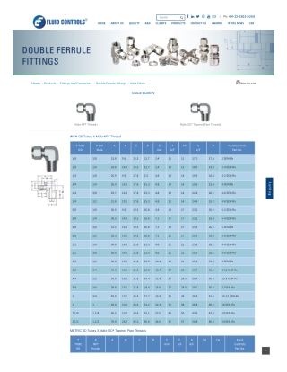 High-Precision Male Elbow – Double-Ferrule Fitting from Fluid Controls