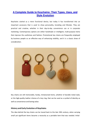 A Complete Guide to Keychains: Their Types, Uses, and Style Evolution